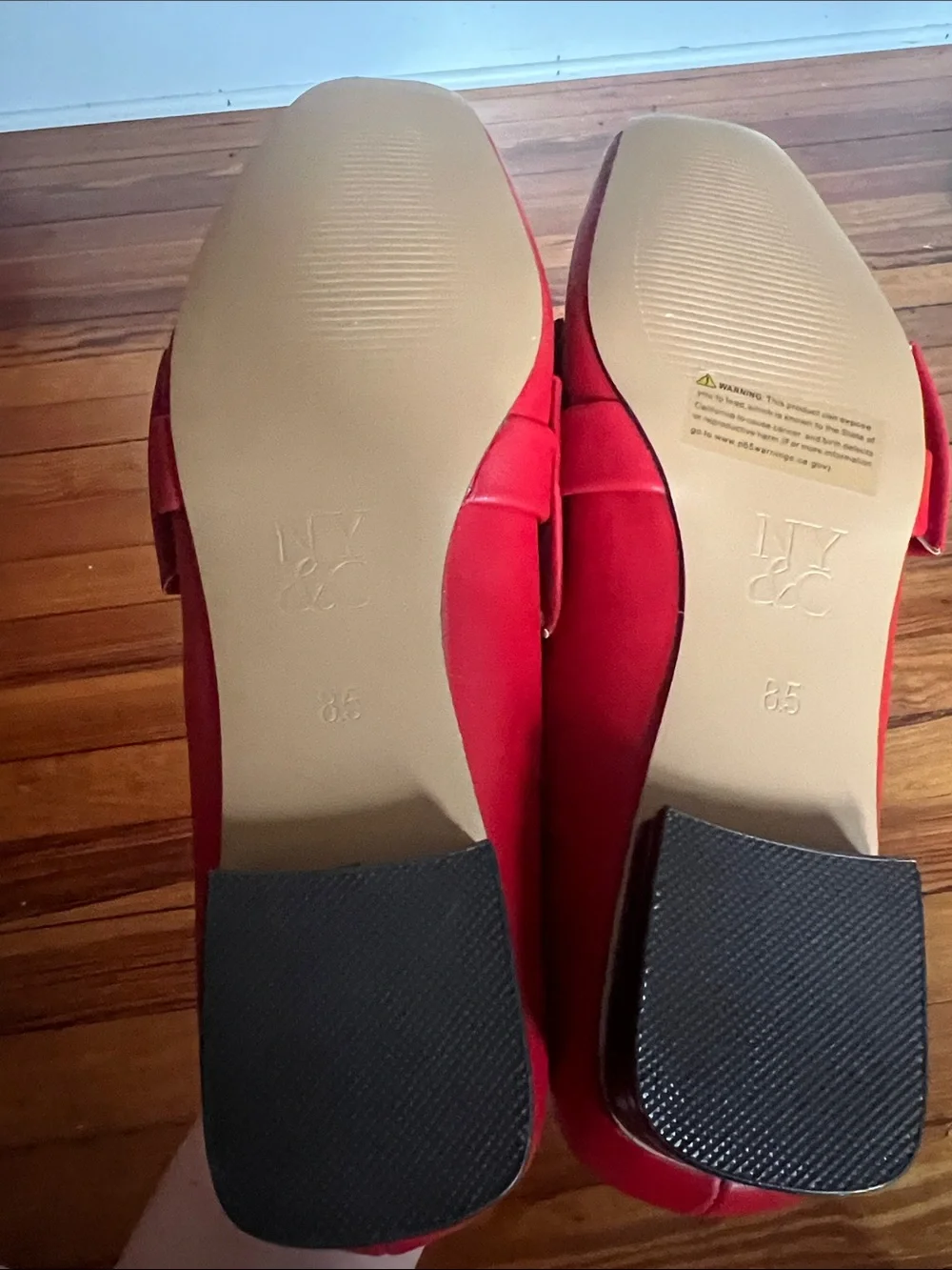 New York & Company Dominica Preppy Red Bow Loafers Square Toe - Size 8.5 NWOB